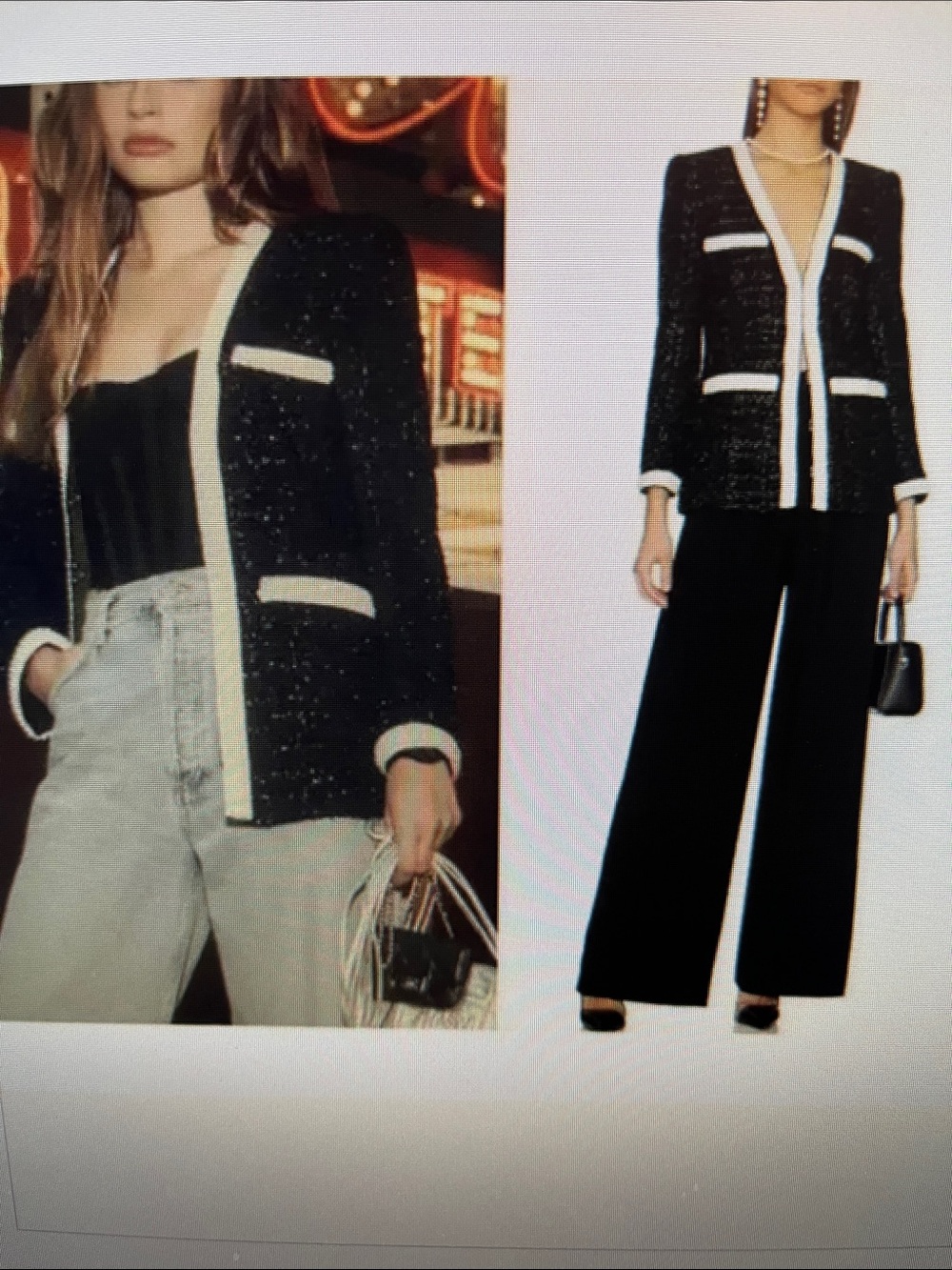 Veronica Beard Kemsley Jacket Tweed Black Blazer Faux Pearl Trim Size 14